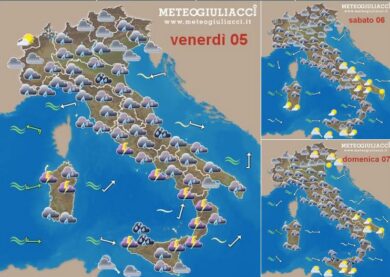 Fine settimana con piogge. Poi primo assaggio di freddo invernale