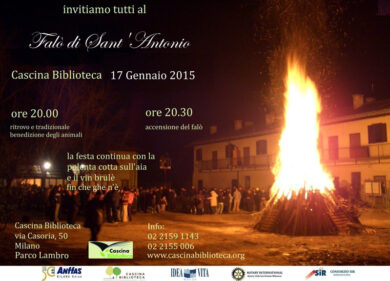 Milano, il falò di sant’Antonio in Cascina Biblioteca