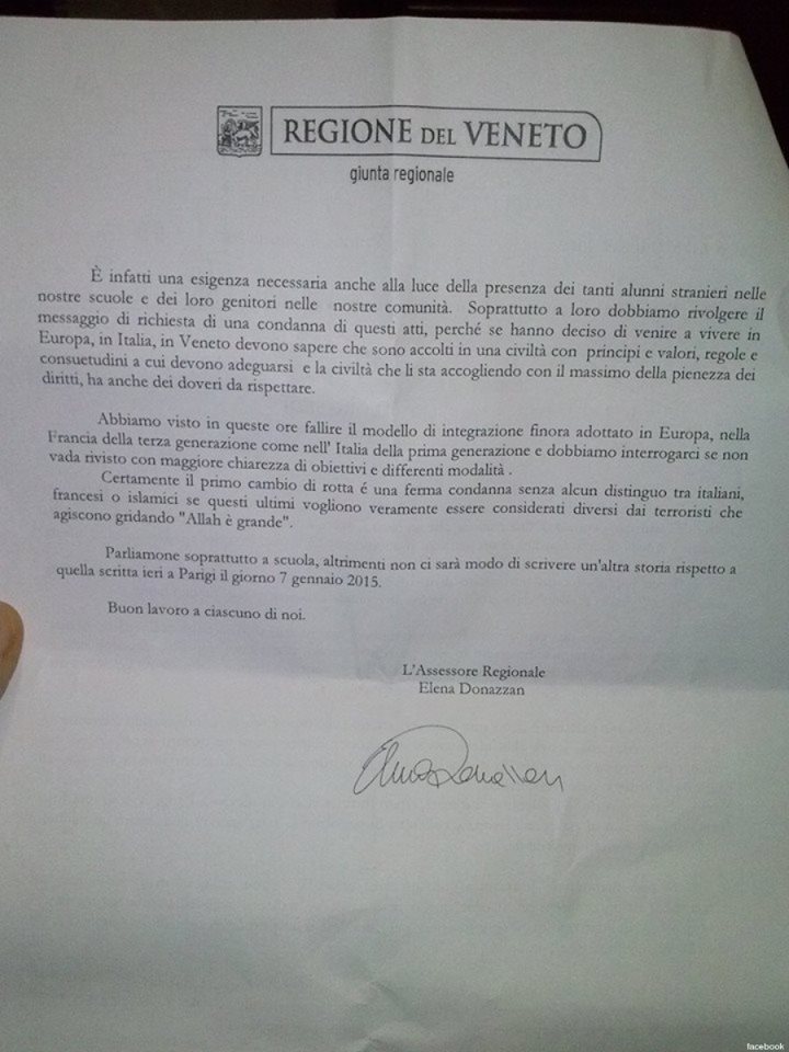 Galleria foto '“Tutti i terroristi sono islamici”. Veneto, scandalo su un’ordinanza nelle scuole' - foto 1