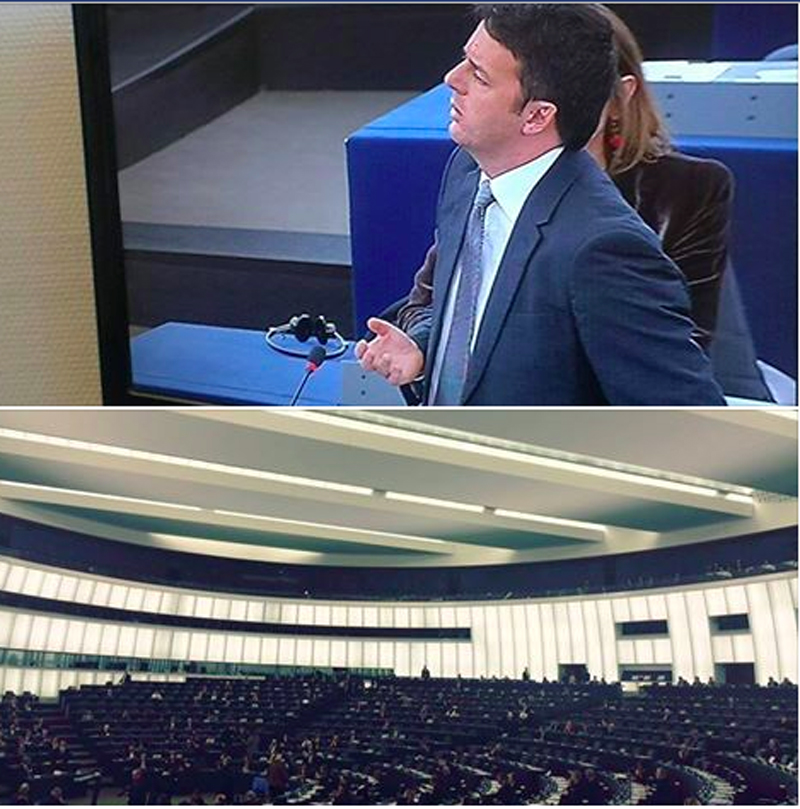 Semestre italiano, discorso di chiusura di Renzi. Ma l’Aula è vuota Semestre italiano, discorso di chiusura di Renzi. Ma l’Aula è vuota
