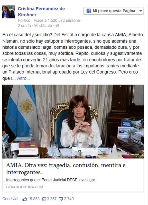 Galleria foto 'Pm anti-Kirchner, sfuma l’ipotesi suicidio. La foto di Nisman prima di morire' - foto 1