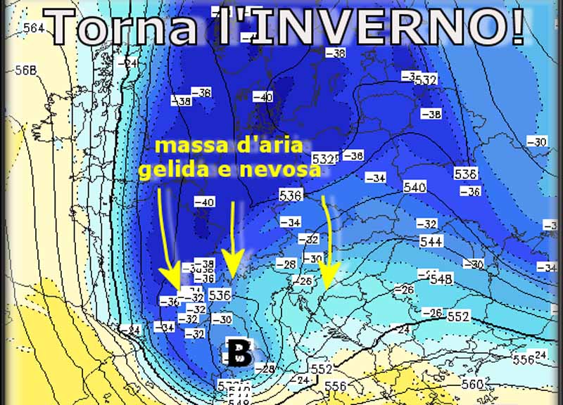 Meteo, le previsioni: torna l’inverno con gelo e neve. La mappa Meteo, le previsioni: torna l’inverno con gelo e neve. La mappa