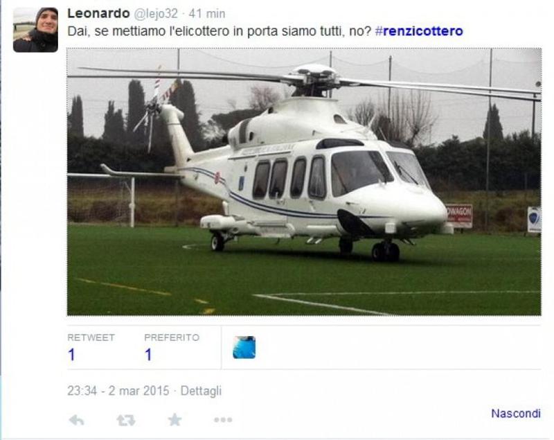 “Renzicottero”, si scatena l’ironia sui social “Renzicottero”, si scatena l’ironia sui social