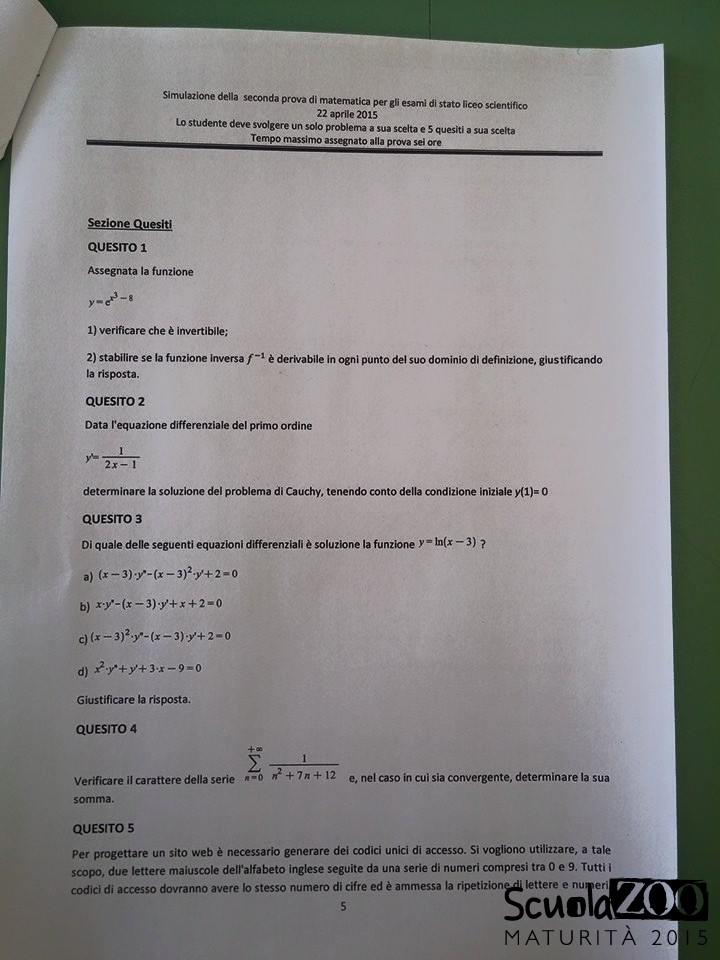 Esami di maturità, simulata la prova di matematica allo scientifico Esami di maturità, simulata la prova di matematica allo scientifico