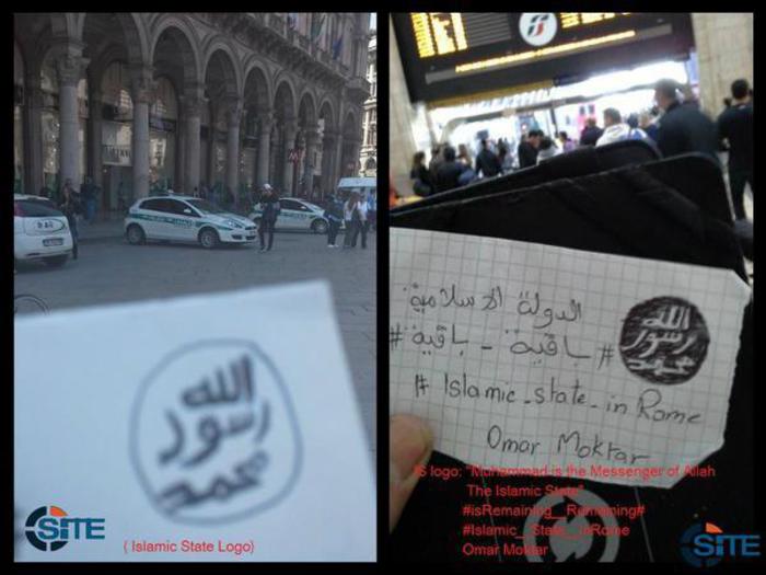 Isis: “Siamo nelle vostre strade”. Pizzini con foto di Milano e Roma Isis: “Siamo nelle vostre strade”. Pizzini con foto di Milano e Roma