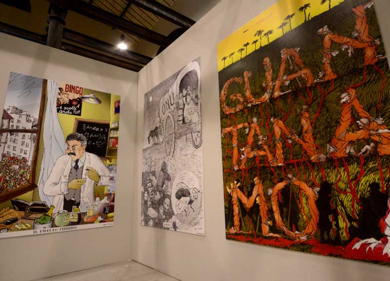 Renzi, Grillo, Napolitano e Berlusconi. La matita di Staino colpisce a Testaccio Renzi, Grillo, Napolitano e Berlusconi. La matita di Staino colpisce a Testaccio