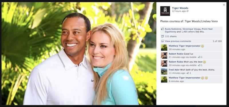 Lindsay Vonn e Tiger Woods, l’addio è stato un… colpo di scena