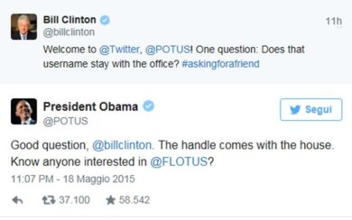 Obama-Bill Clinton, scambio di tweet scherzosi
