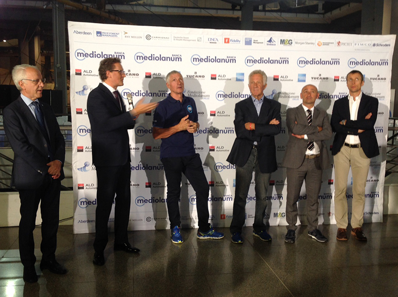 Giro 2015 Fondriest, Moser e Motta, Mediolanum festeggia la corsa Giro 2015 Fondriest, Moser e Motta, Mediolanum festeggia la corsa