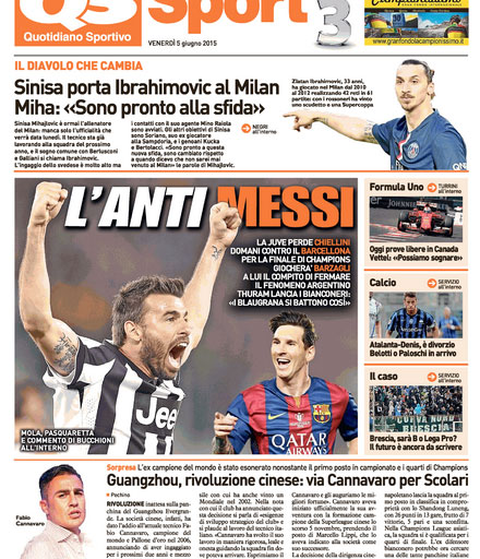 Juventus-Barcellona, il Milan di Mihajlovic: i giornali del 5 giugno Juventus-Barcellona, il Milan di Mihajlovic: i giornali del 5 giugno