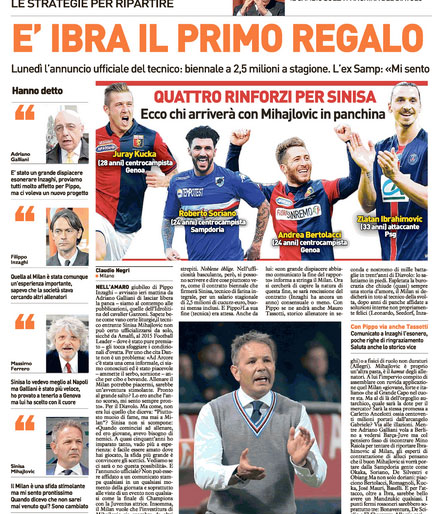 Juventus-Barcellona, il Milan di Mihajlovic: i giornali del 5 giugno Juventus-Barcellona, il Milan di Mihajlovic: i giornali del 5 giugno