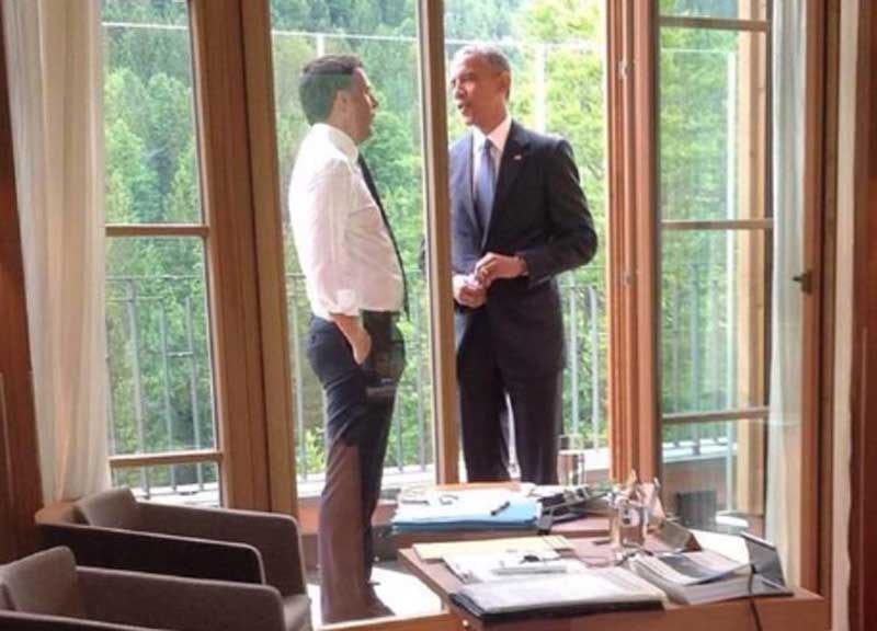 Niente “Fratelli d’Italia” per Renzi suona “Azzurro”. Ma Obama fuma? Giallo al G7 Niente “Fratelli d’Italia” per Renzi suona “Azzurro”. Ma Obama fuma? Giallo al G7