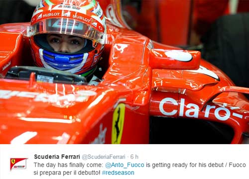 Ferrari, Antonio Fuoco in pista con la Rossa di Vettel: esordio bagnato Ferrari, Antonio Fuoco in pista con la Rossa di Vettel: esordio bagnato