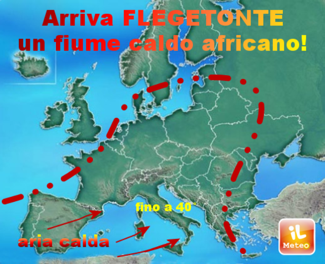 Previsioni meteo, arriva Flegetonte. Temperature a 40° Previsioni meteo, arriva Flegetonte. Temperature a 40°