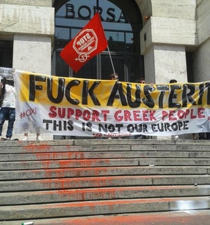 Crisi Grecia, blitz antagonista alla Borsa di Milano