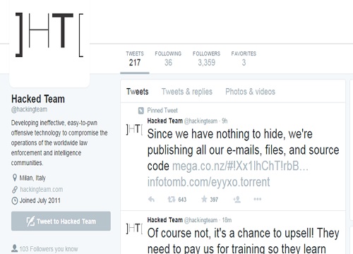 “Hacking team” hackerato: 400 giga online su Twitter “Hacking team” hackerato: 400 giga online su Twitter