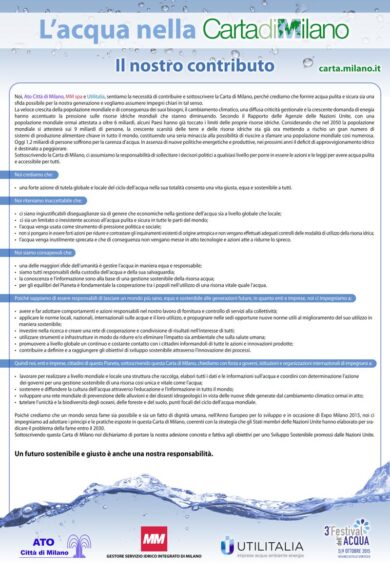 L’acqua nella Carta di Milano. MM per un futuro più sostenibile e giusto