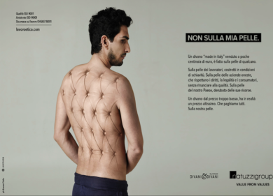 Natuzzi, “Non sulla mia pelle”: la campagna per il made in Italy