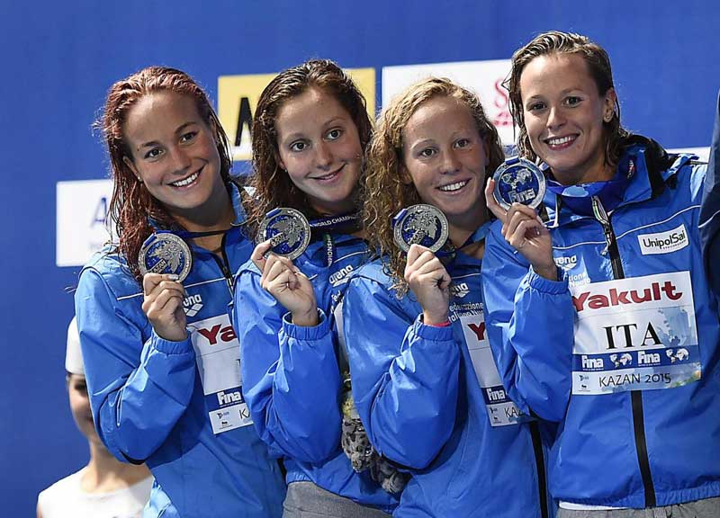 Federica Pellegrini, argento nella staffetta 4×200 ai mondiali di nuoto Federica Pellegrini, argento nella staffetta 4×200 ai mondiali di nuoto