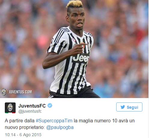 Juventus, ufficiale: Pogba avrà la maglia numero 10 Juventus, ufficiale: Pogba avrà la maglia numero 10