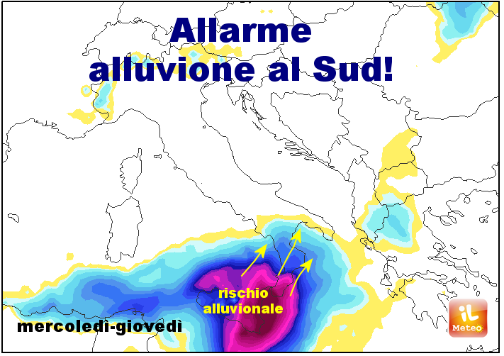 Previsioni meteo, rischio alluvione in Sicilia Previsioni meteo, rischio alluvione in Sicilia