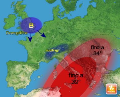 Previsioni meteo, caldo al Sud e nubifragi al Nord