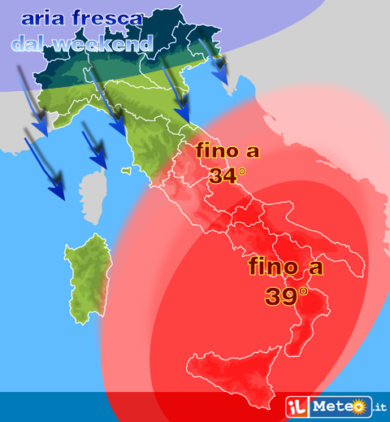 Previsioni meteo, dal weekend arriva un’ondata di fresco