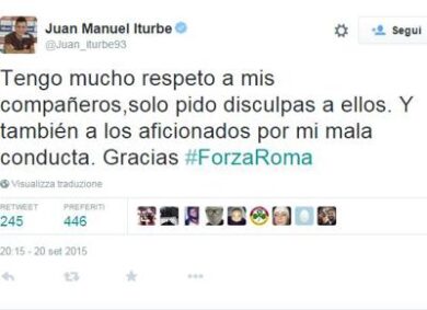 Iturbe si arrabbia, poi chiede scusa alla Roma e ai compagni