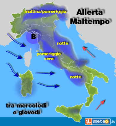 Previsioni meteo, allerta maltempo in 12 Regioni