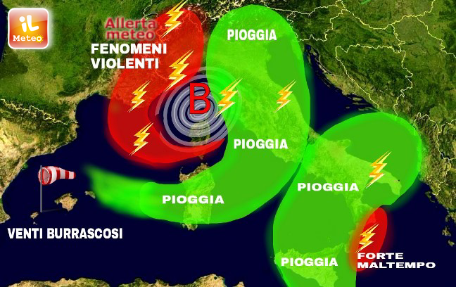 Previsioni meteo, ciclone in arrivo. Piogge su tutta Italia. Mappa Previsioni meteo, ciclone in arrivo. Piogge su tutta Italia. Mappa