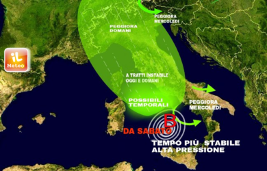 Previsioni meteo, settimana instabile e nuovo ciclone dal 10 ottobre