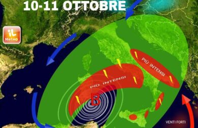 Previsioni meteo, ciclone al Centro Sud con forte maltempo