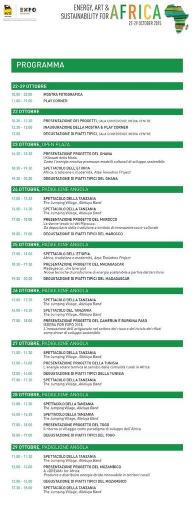 L’Africa dà energia a Expo: una settimana di eventi sostenuti da Eni