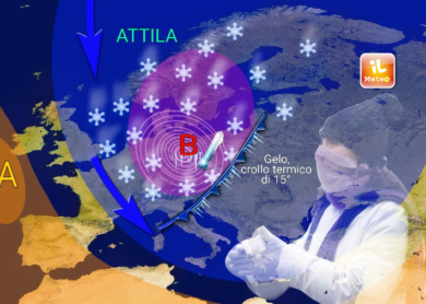 Meteo: Attila raggiunge l’Italia;  pioggia, vento e neve su…