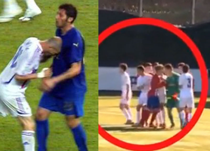 Zidane, da Zinedine al figlio Luca: espulso per una testata. Video Zidane, da Zinedine al figlio Luca: espulso per una testata. Video