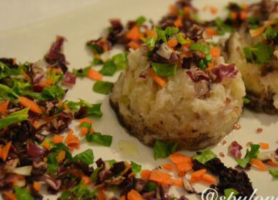 Sformatini di rapa bianca e coriandoli di verdure
