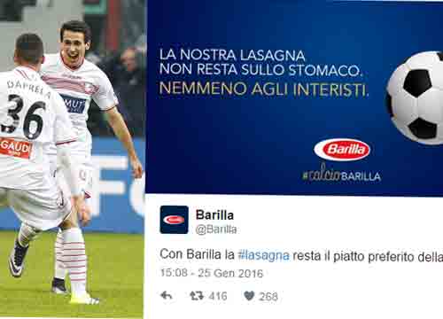 Lasagna, il gol all’Inter tra favola e caso di marketing. La Barilla… Lasagna, il gol all’Inter tra favola e caso di marketing. La Barilla…