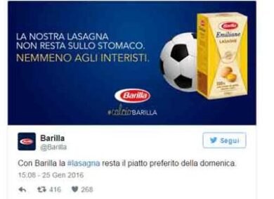 Lasagna, il gol all’Inter tra favola e caso di marketing. La Barilla…