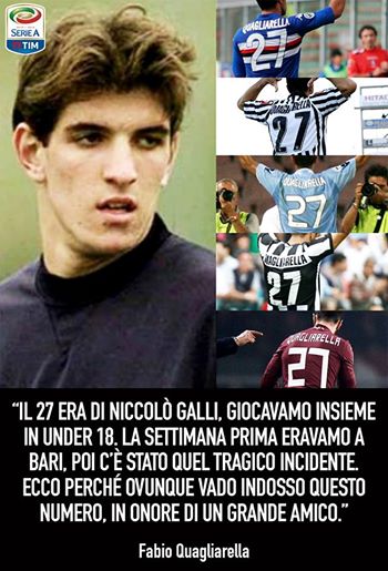 Niccolò Galli, moriva 15 anni fa. Quagliarella: “Sempre con la 27”