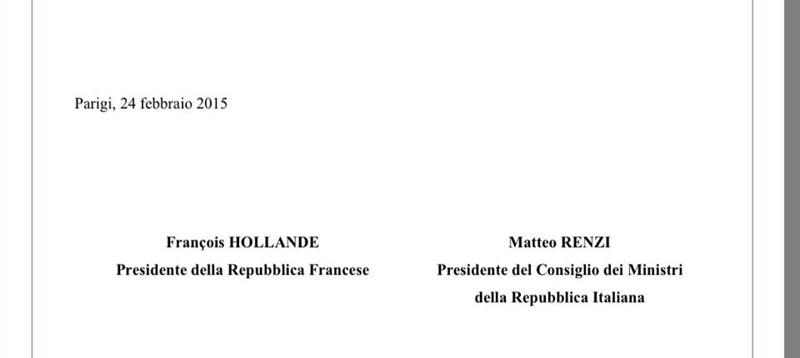 La firma di Renzi sulla cessione del mare sardo alla Francia La firma di Renzi sulla cessione del mare sardo alla Francia
