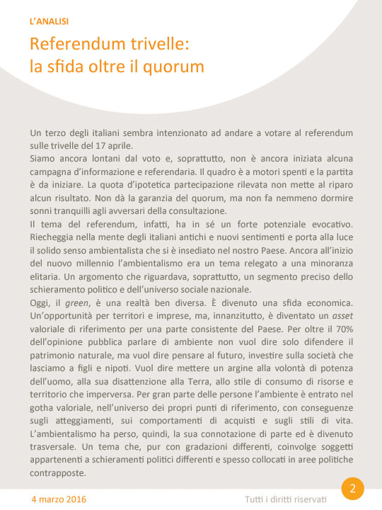 Trivelle, referendum: sì al 78%. Swg: possibile superare il quorum