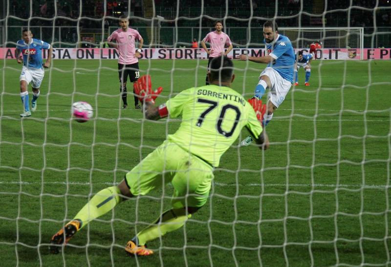 Higuain di rigore: Napoli regola il Palermo e resta in scia alla Juve Higuain di rigore: Napoli regola il Palermo e resta in scia alla Juve