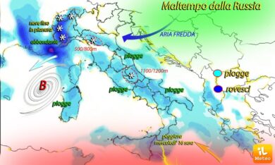 Previsioni meteo, neve e bombe d’acqua: poi primavera