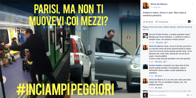 Parisi inciampa sulla metro 2. Botta-risposta: “Si muove in Audi”