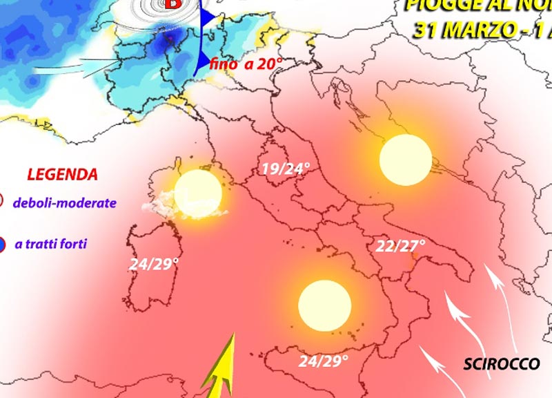 Meteo, piogge al Nord-Ovest e sole altrove. Fino a 29° in Sicilia Meteo, piogge al Nord-Ovest e sole altrove. Fino a 29° in Sicilia