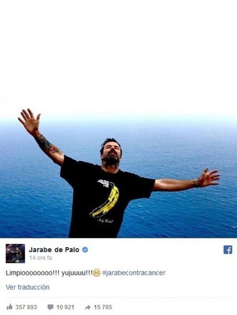 Jarabe De Palo, il leader Pau Donés: “Ho sconfitto il tumore” Jarabe De Palo, il leader Pau Donés: “Ho sconfitto il tumore”
