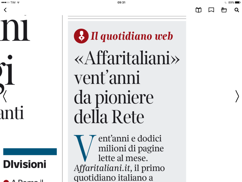 “Affaritaliani, 20 anni da pioniere della rete”: gli auguri del CorSera “Affaritaliani, 20 anni da pioniere della rete”: gli auguri del CorSera