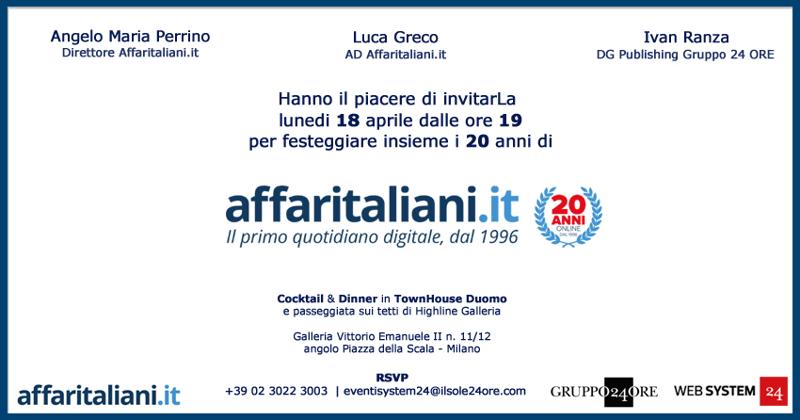 Affaritaliani.it scala i tetti di MilanoGrande festa per i primi vent’anni Affaritaliani.it scala i tetti di MilanoGrande festa per i primi vent’anni