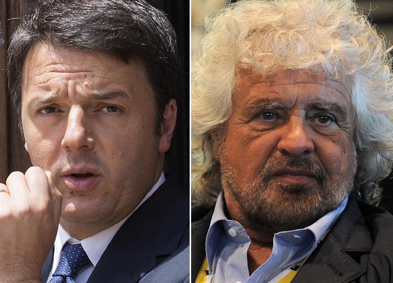 Renzi contro Grillo. Scontro finale in piazza a Roma Renzi contro Grillo. Scontro finale in piazza a Roma