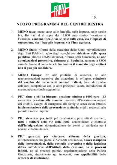 Centrodestra, Berlusconi: programma già scritto con Salvini e Meloni